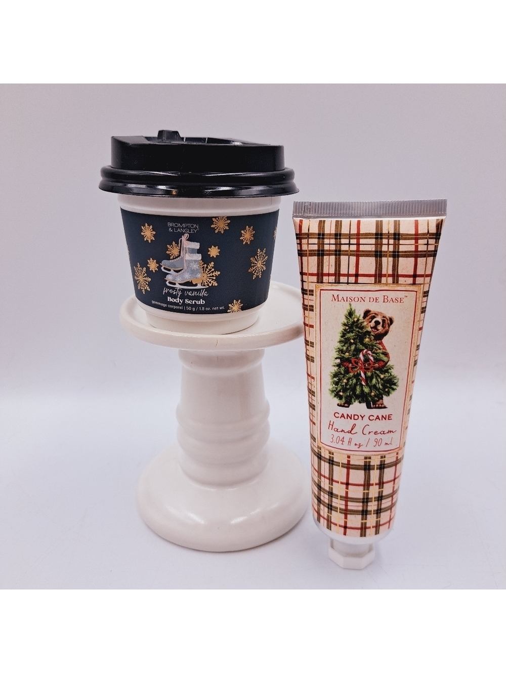 Bath & Body Holiday Set Candy Cane Hand Cream & Christmas Vanilla Body Scrub
